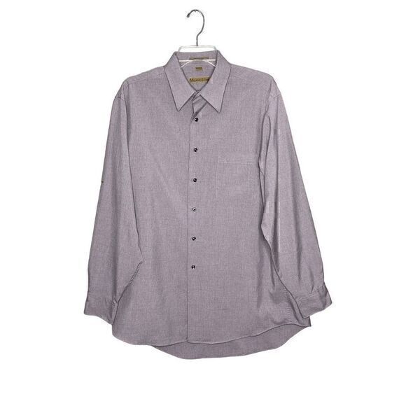 Milano Uomo Mens Purple Pink Button Down Long Sleeve Shirt Size 16.5 - Picture 1 of 7